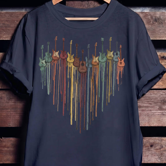 Dripping Paint Guitar Heart Tee - The Music Frontiers