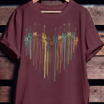 Dripping Paint Guitar Heart Tee - The Music Frontiers