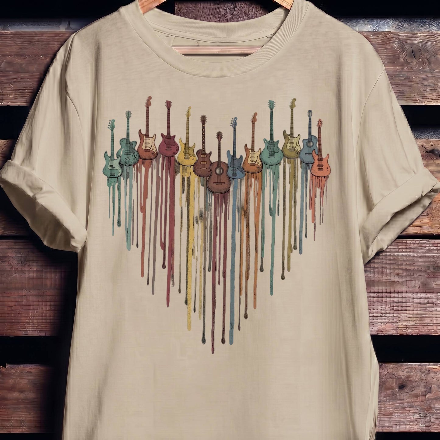 Dripping Paint Guitar Heart Tee - The Music Frontiers