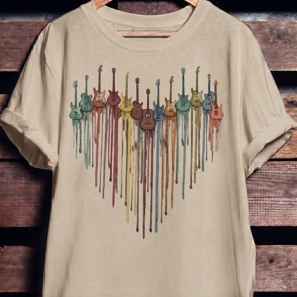 Dripping Paint Guitar Heart Tee - The Music Frontiers