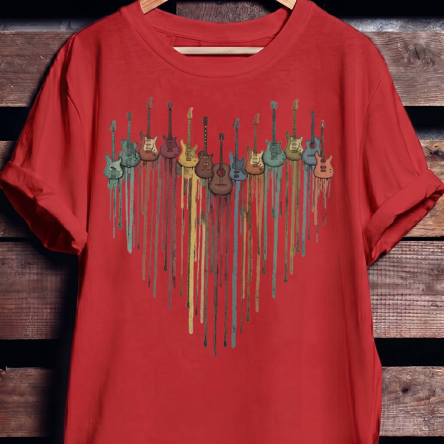 Dripping Paint Guitar Heart Tee - The Music Frontiers