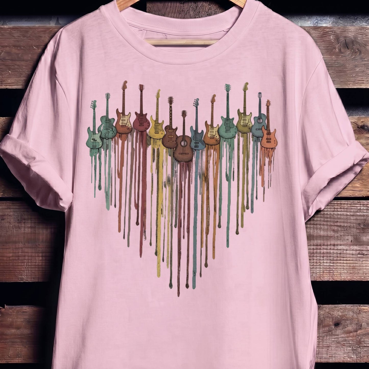 Dripping Paint Guitar Heart Tee - The Music Frontiers