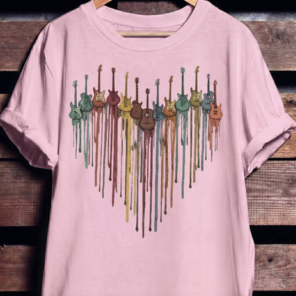 Dripping Paint Guitar Heart Tee - The Music Frontiers