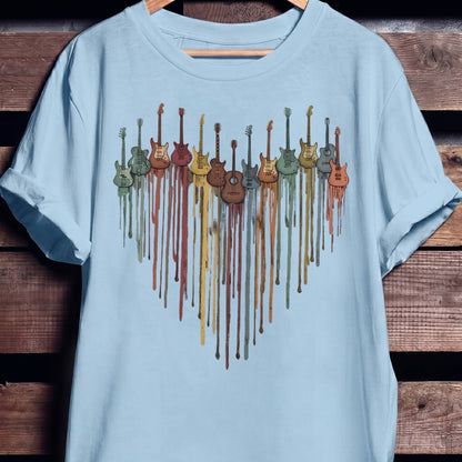 Dripping Paint Guitar Heart Tee - The Music Frontiers