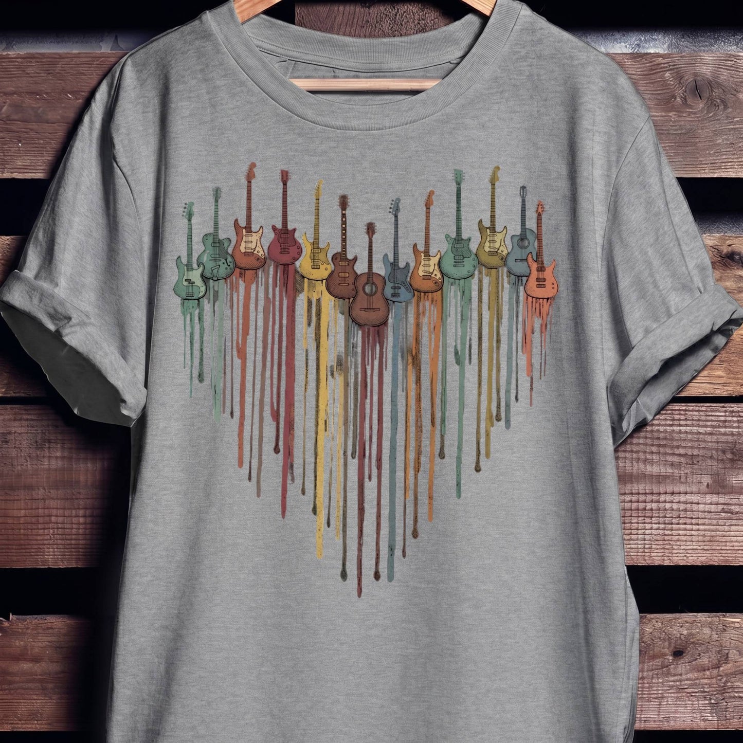 Dripping Paint Guitar Heart Tee - The Music Frontiers