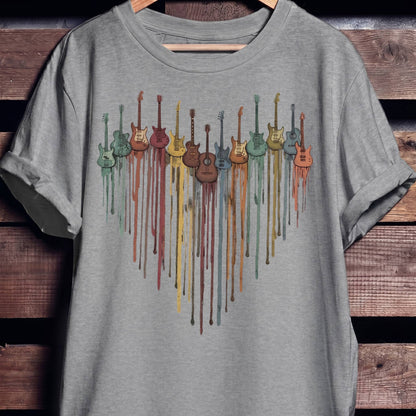 Dripping Paint Guitar Heart Tee - The Music Frontiers