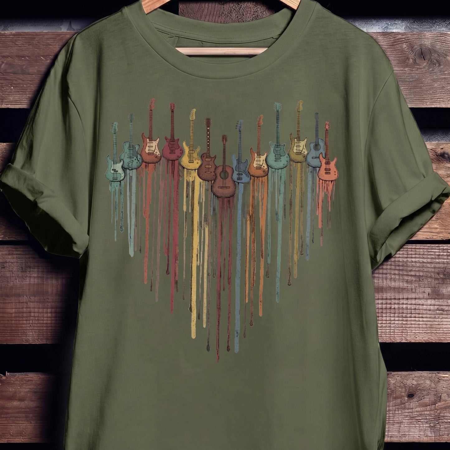 Dripping Paint Guitar Heart Tee - The Music Frontiers