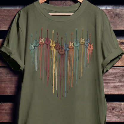 Dripping Paint Guitar Heart Tee - The Music Frontiers