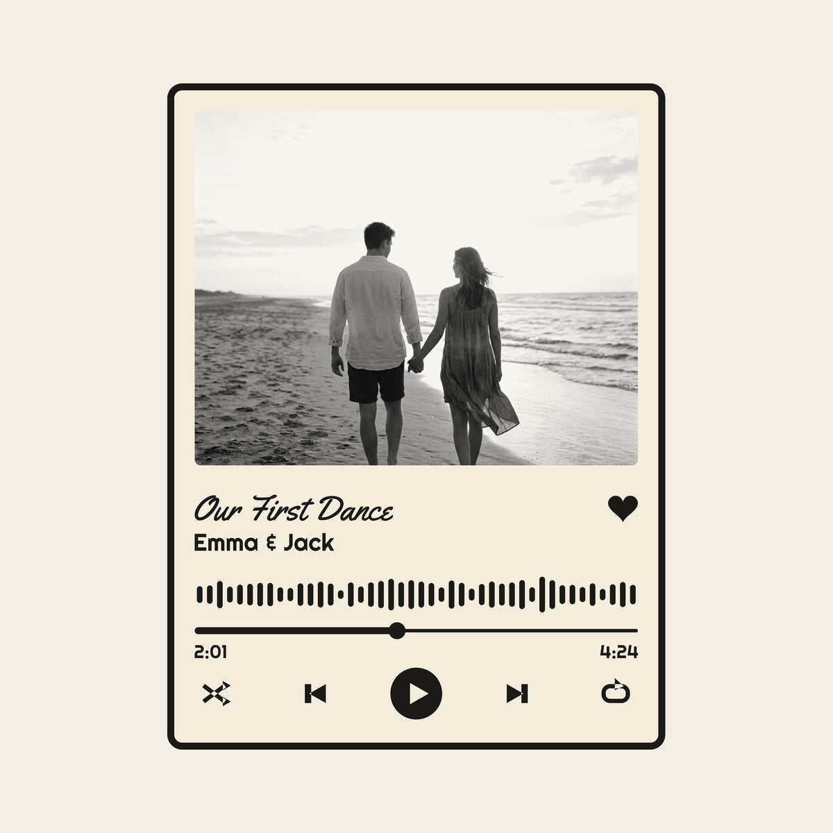 Song Title and Photo Music Player design artwork on its own, personalized with your details