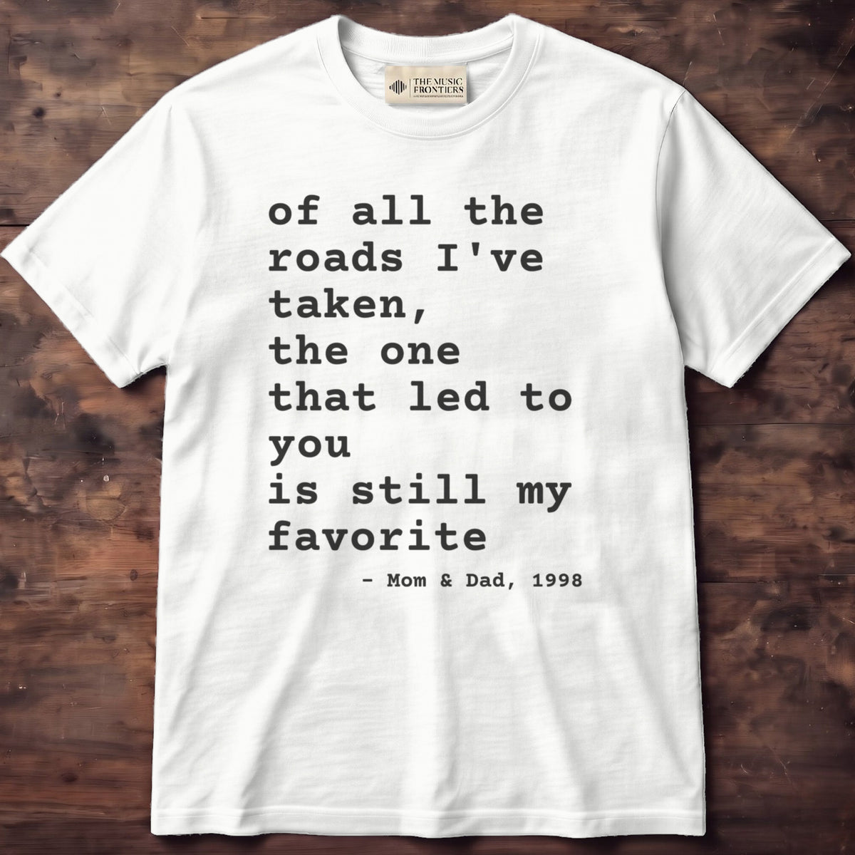 White Comfort Colors t-shirt with the personalized Your Words Typewriter design