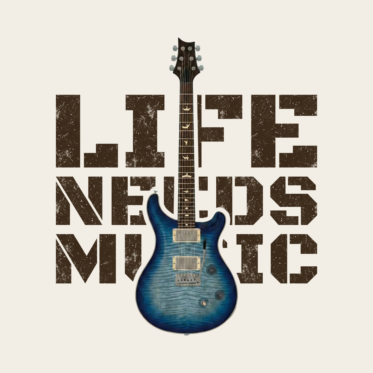 Text Guitar design artwork on its own, personalized with your details