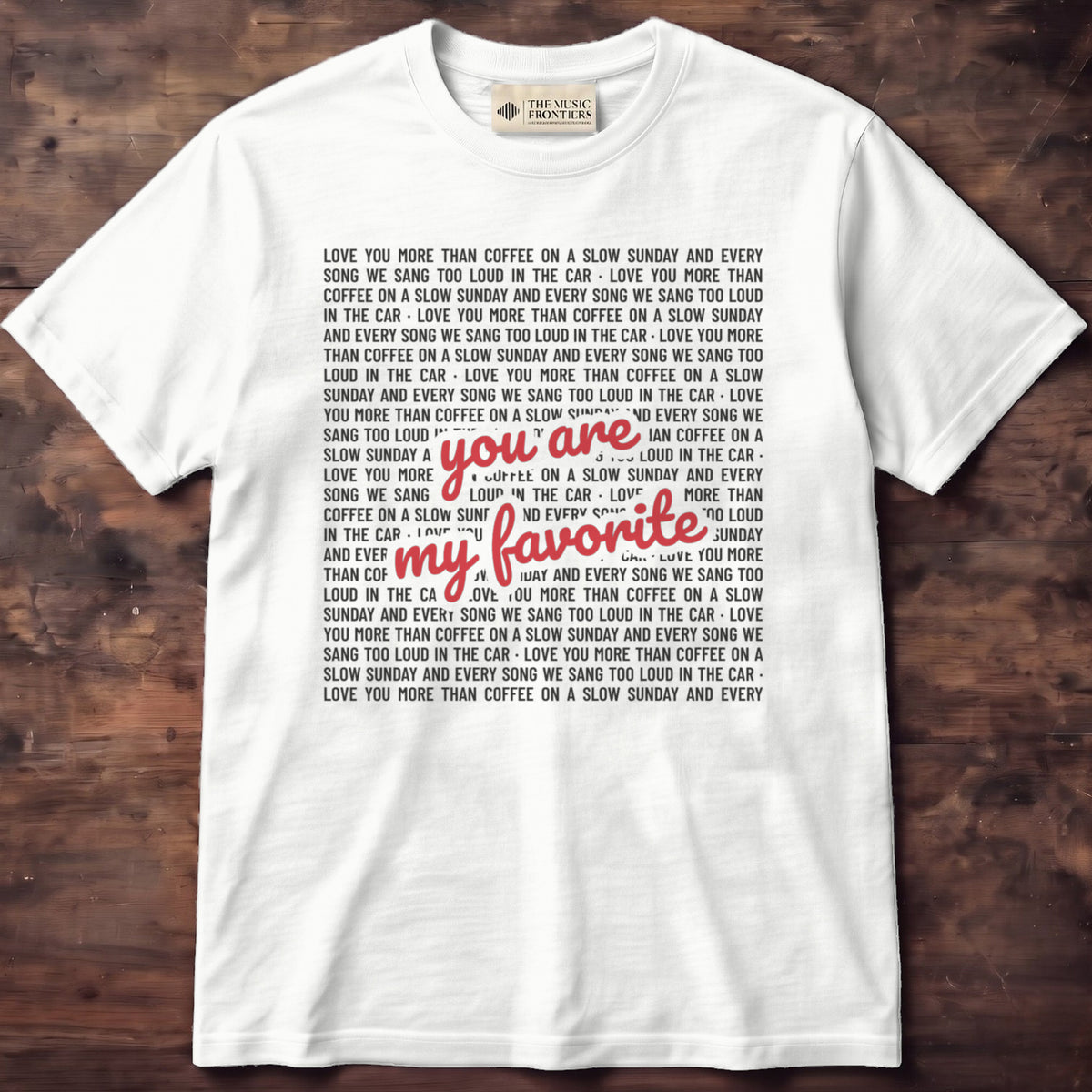 White Comfort Colors t-shirt with the personalized Your Words design