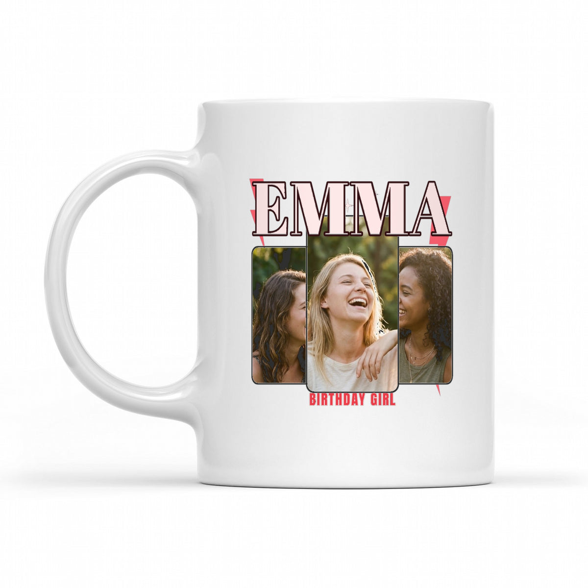 Custom Bootleg Photo Shirt – 90s Style Name and Photos - matching white mug