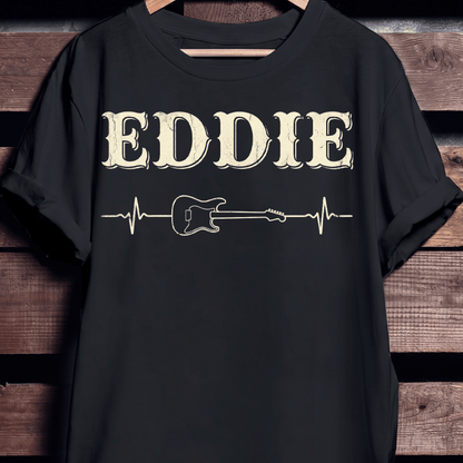 Eddie Guitar Heartbeat Lifeline Retro T-Shirt - The Music Frontiers