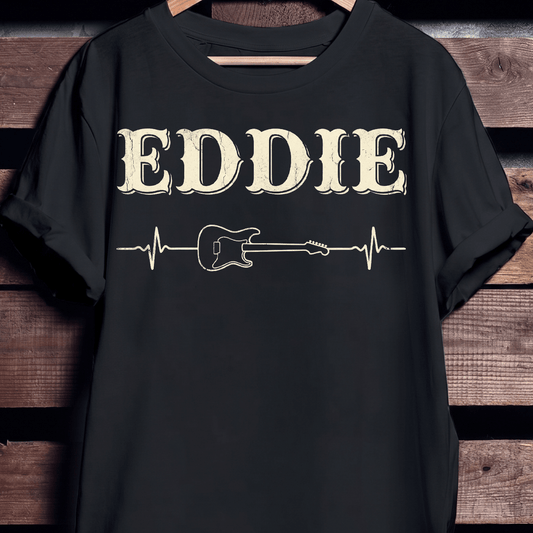 Eddie Guitar Heartbeat Lifeline Retro T-Shirt - The Music Frontiers