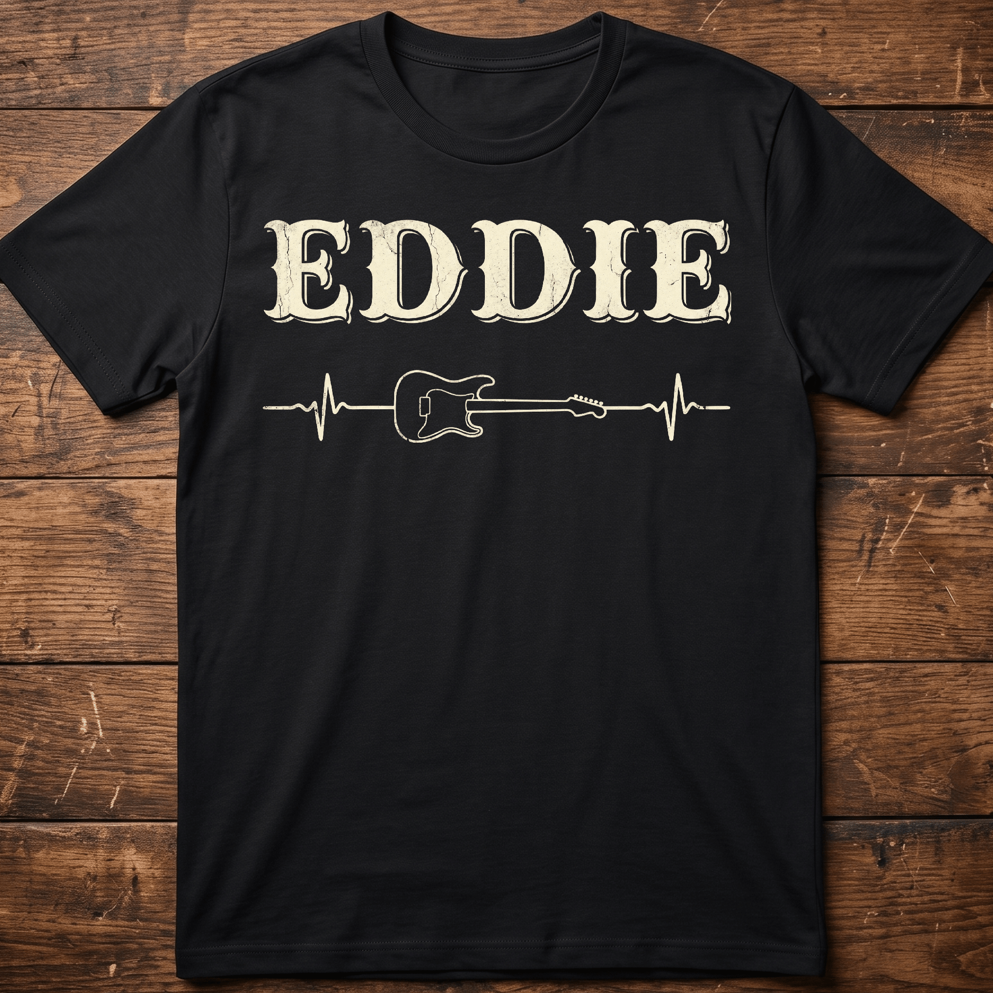 Eddie Guitar Heartbeat Lifeline Retro T-Shirt - The Music Frontiers