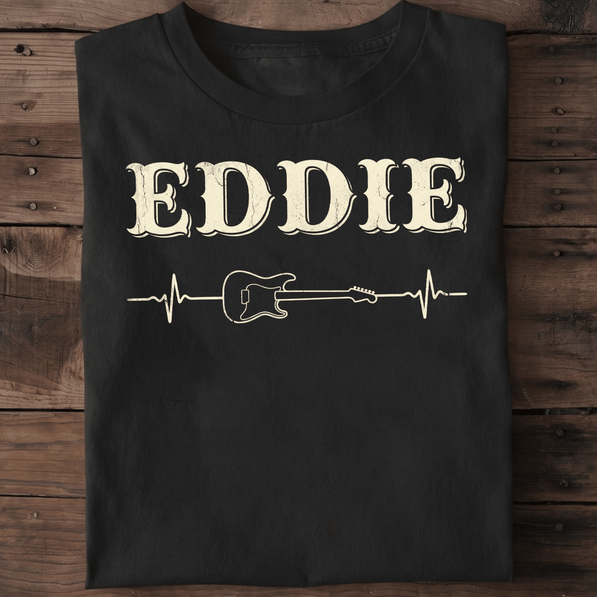 Eddie Guitar Heartbeat Lifeline Retro T-Shirt - The Music Frontiers
