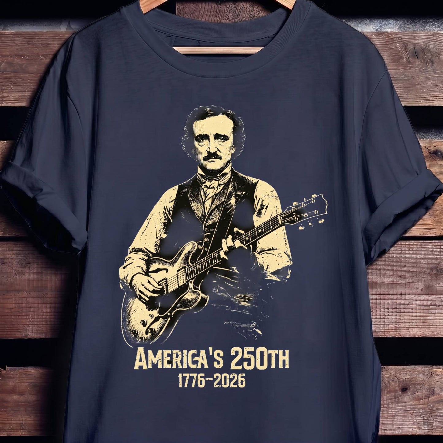 Edgar Allan Poe Playing Guitar America 250 - The Music Frontiers