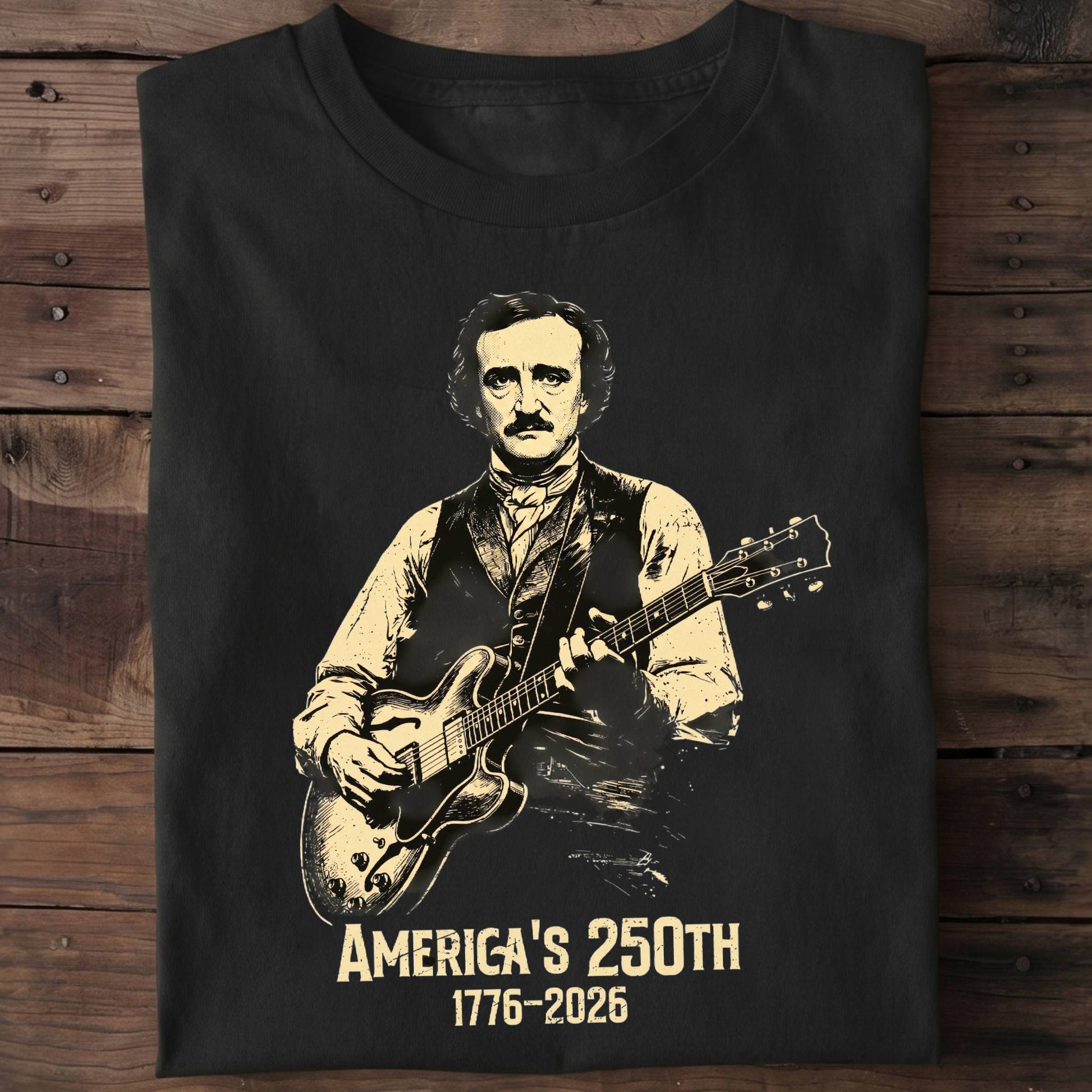 Edgar Allan Poe Playing Guitar America 250 - The Music Frontiers