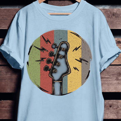 Electric Bass Headstock Retro Circle Tee - The Music Frontiers