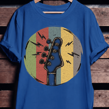 Electric Bass Headstock Retro Circle Tee - The Music Frontiers