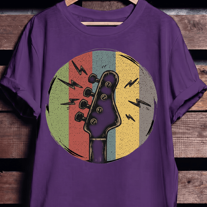 Electric Bass Headstock Retro Circle Tee - The Music Frontiers