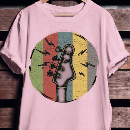 Electric Bass Headstock Retro Circle Tee - The Music Frontiers