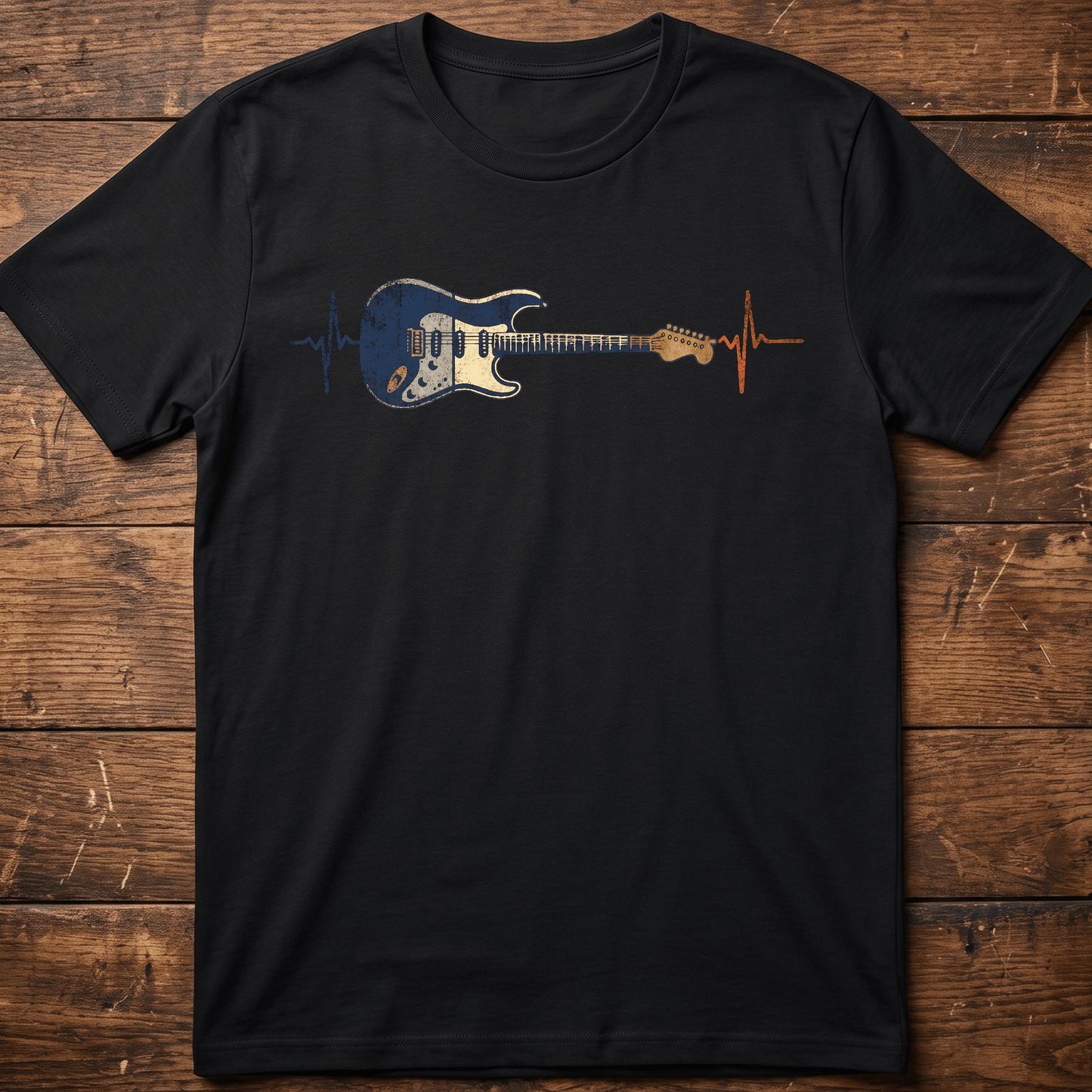 Electric Guitar Heartbeat Lifeline Retro T-Shirt - The Music Frontiers