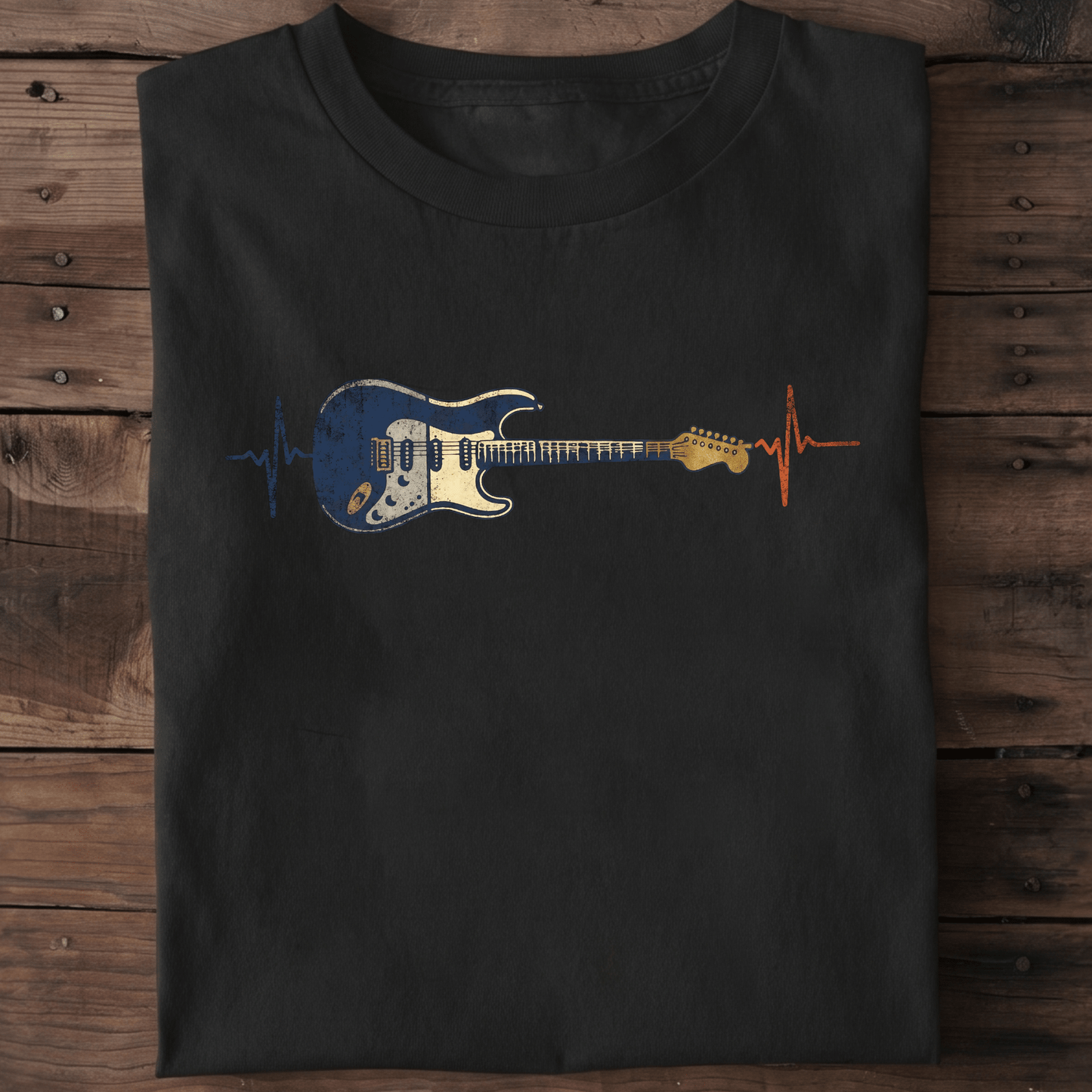Electric Guitar Heartbeat Lifeline Retro T-Shirt - The Music Frontiers