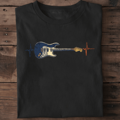 Electric Guitar Heartbeat Lifeline Retro T-Shirt - The Music Frontiers