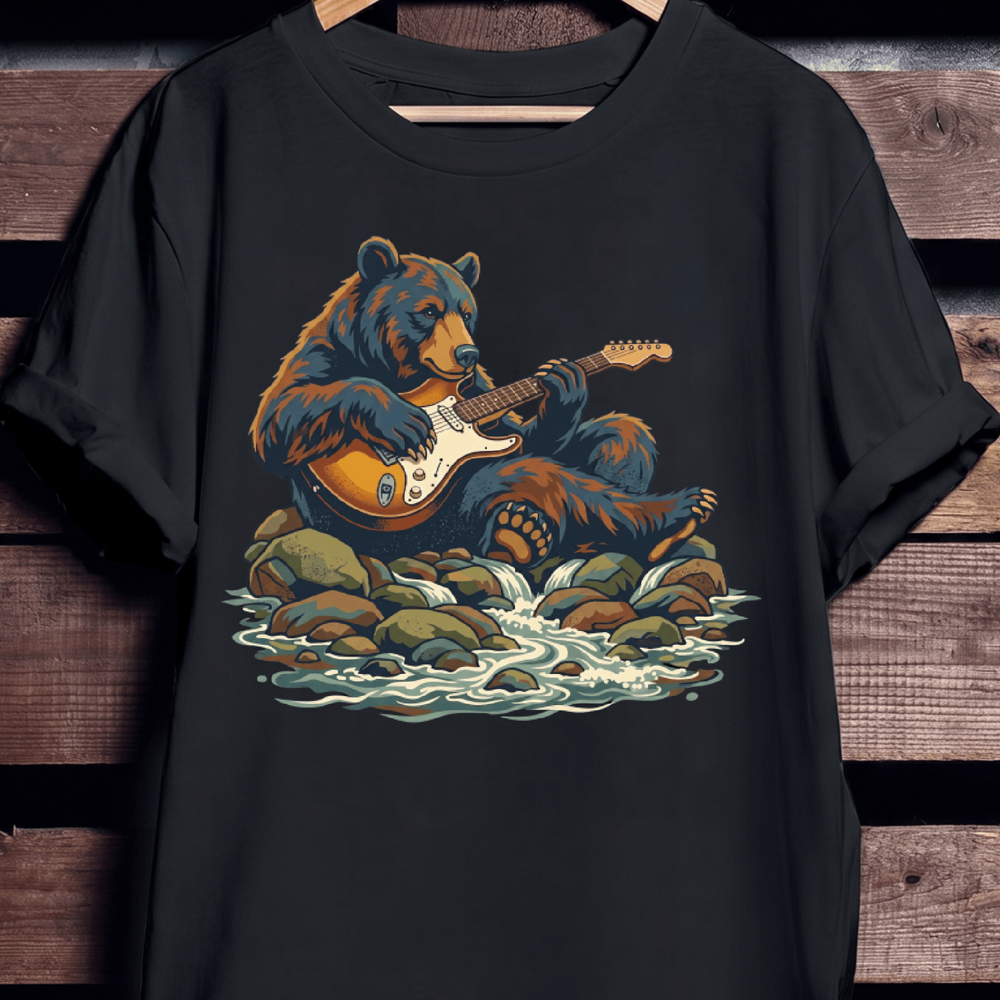 Electric Guitarist Bear Wilderness Tee - The Music Frontiers