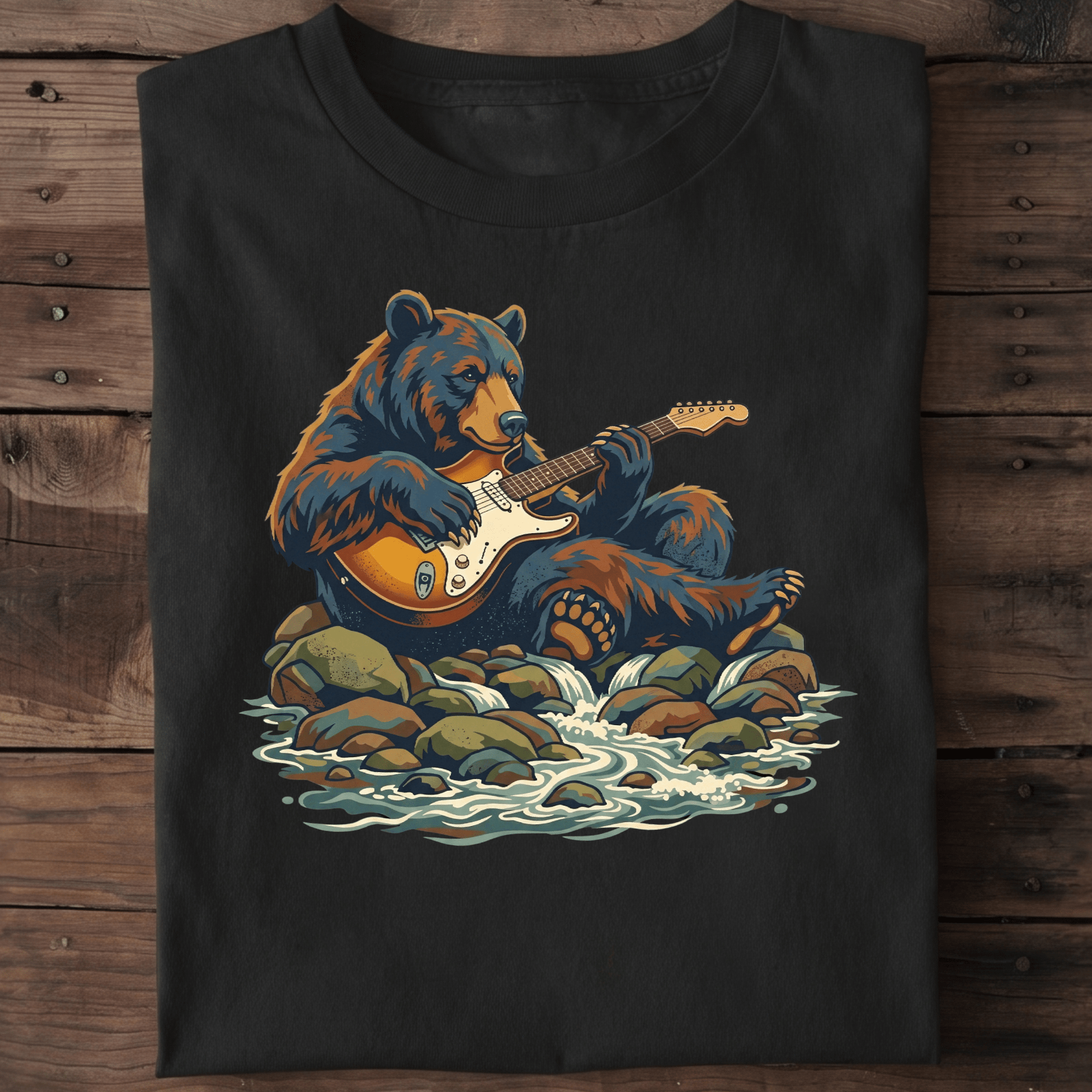 Electric Guitarist Bear Wilderness Tee - The Music Frontiers