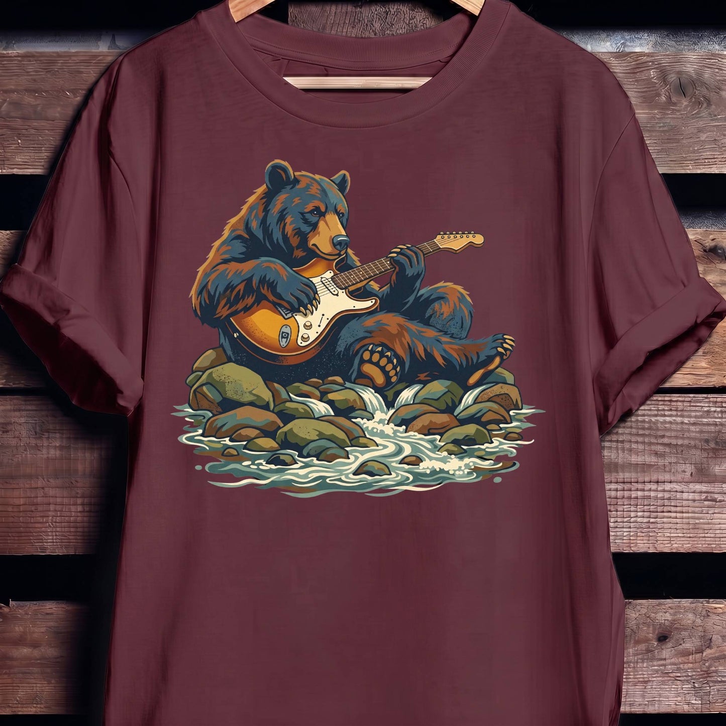 Electric Guitarist Bear Wilderness Tee
