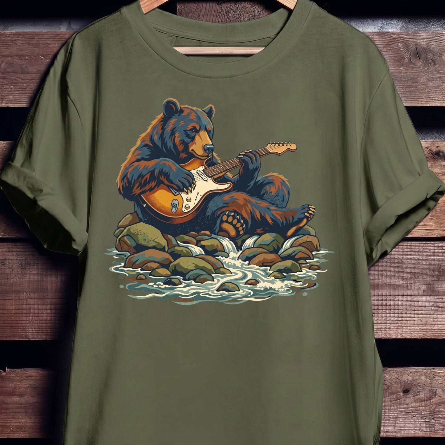 Electric Guitarist Bear Wilderness Tee