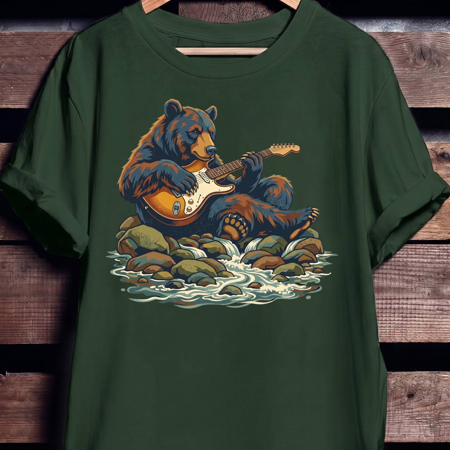 Electric Guitarist Bear Wilderness Tee