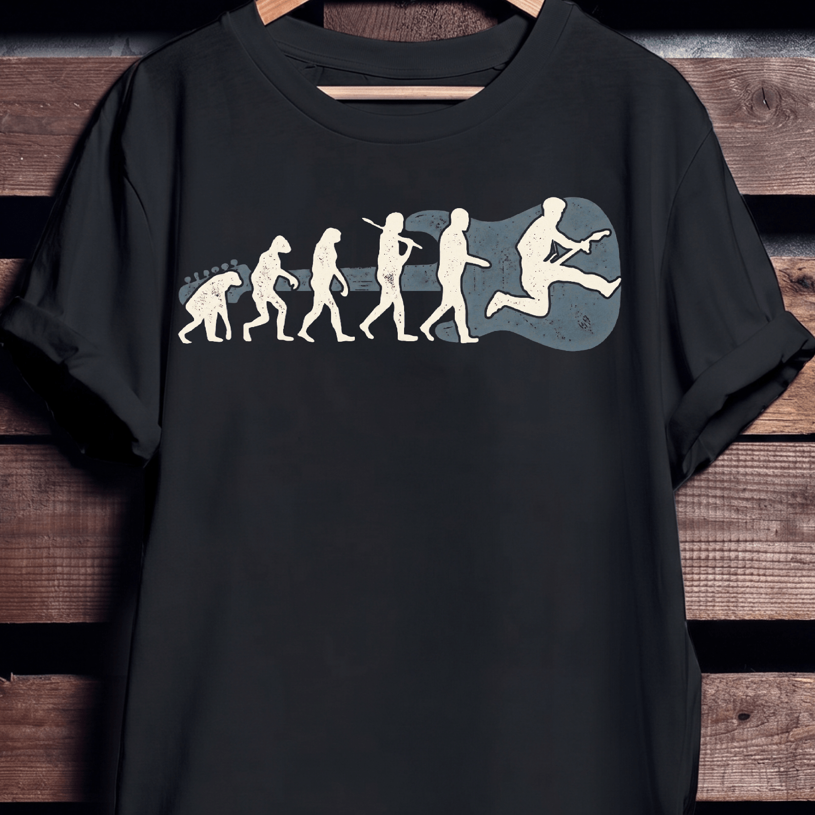 Evolution of Guitar Player Vintage T-Shirt - The Music Frontiers