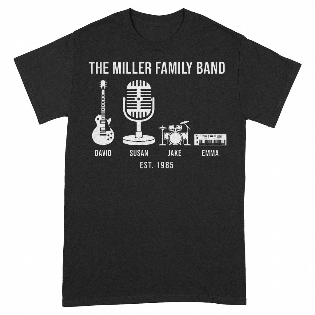 Family Band Personalized Shirt, Custom Matching Family Tee - Black Unisex Standard T-Shirt, front
