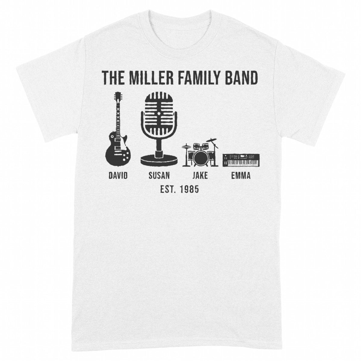 Family Band Personalized Shirt, Custom Matching Family Tee - White Unisex Standard T-Shirt, front