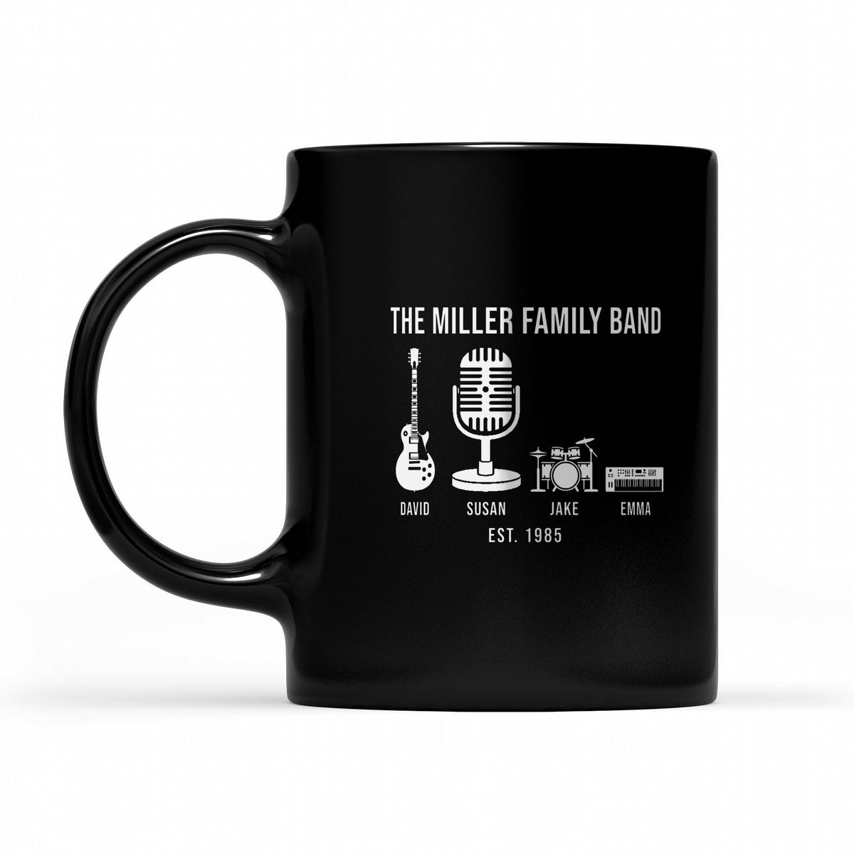 Family Band Personalized Shirt, Custom Matching Family Tee - Matching black mug