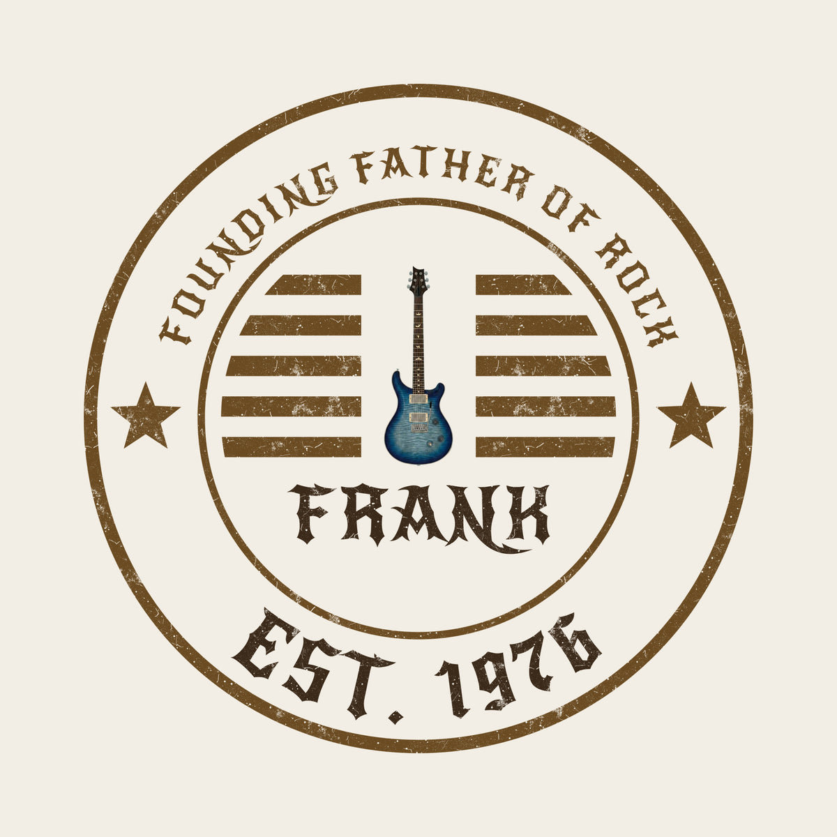 Founding Father of Rock Dad Badge design artwork on its own, personalized with your details