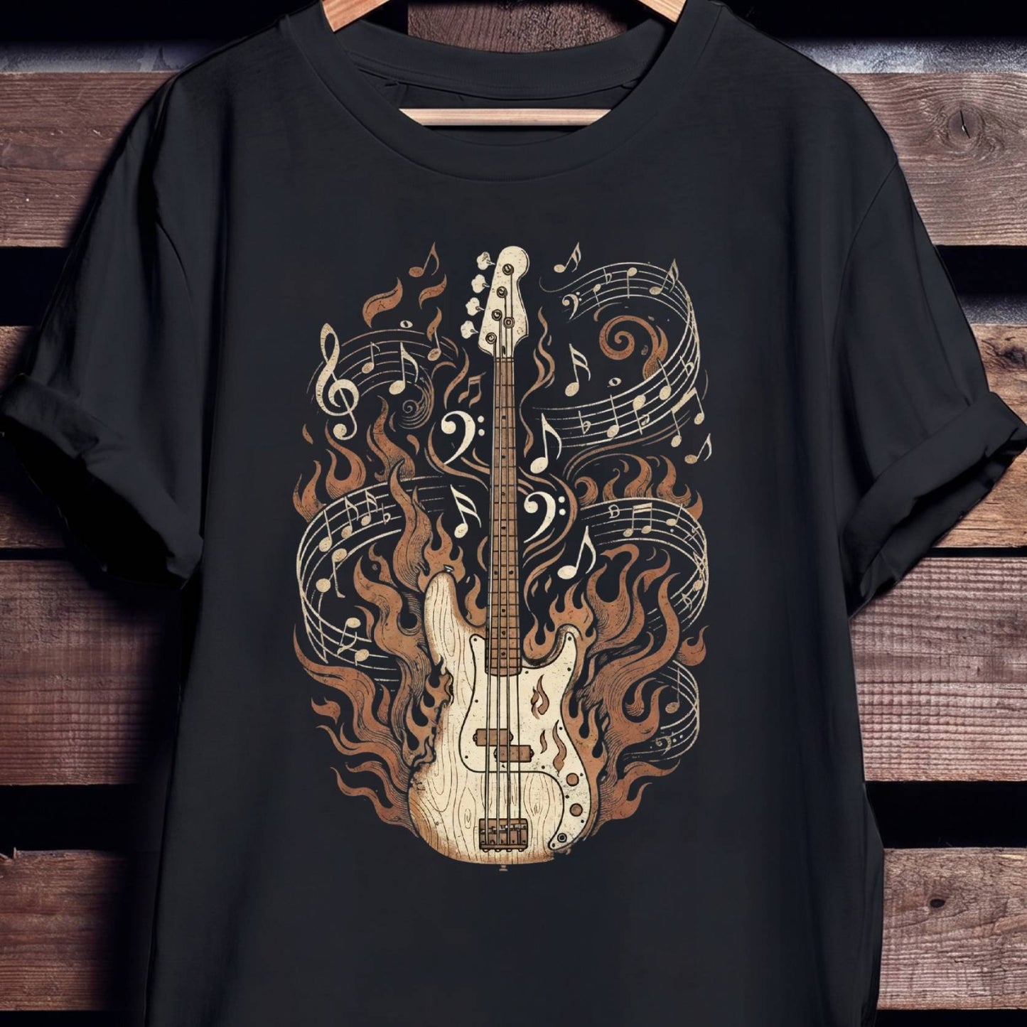 Fiery Bass Guitar Music Tee - Unisex Standard T-Shirt