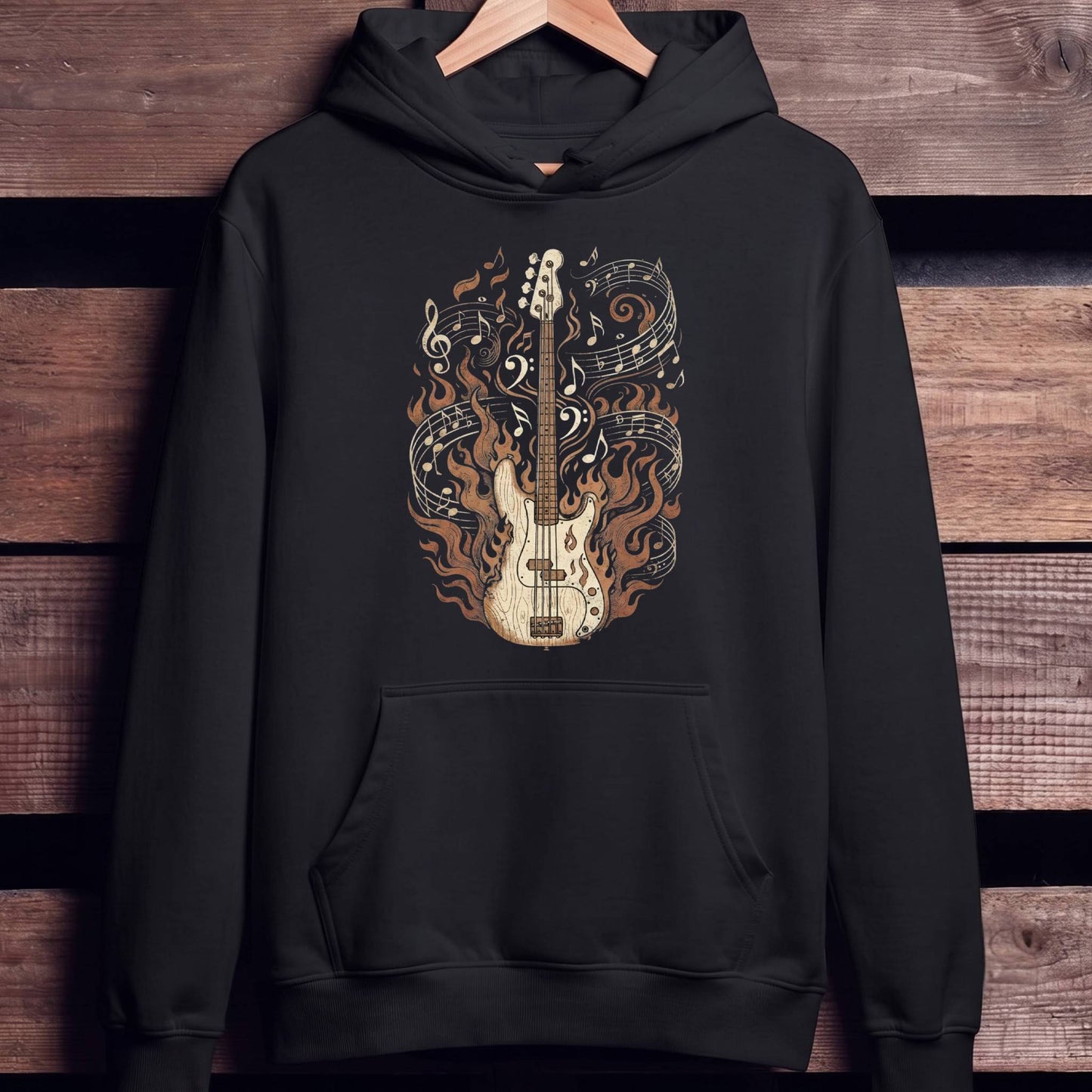 Fiery Bass Guitar Music Tee - Unisex Standard Hoodie