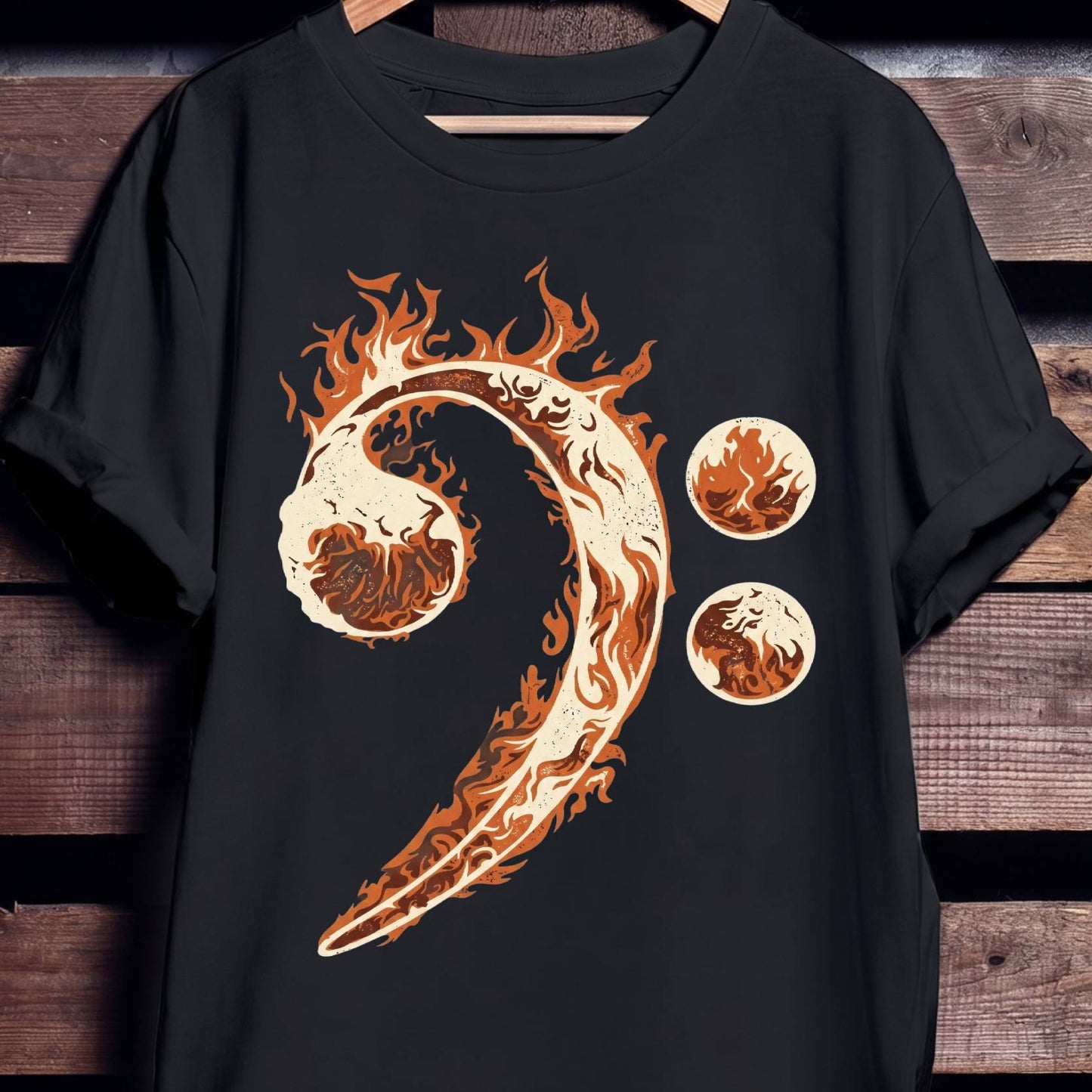 Flaming Bass Clef Graphic Tee - The Music Frontiers