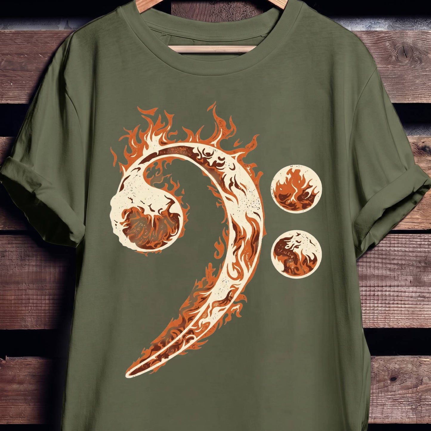 Flaming Bass Clef Graphic Tee - The Music Frontiers