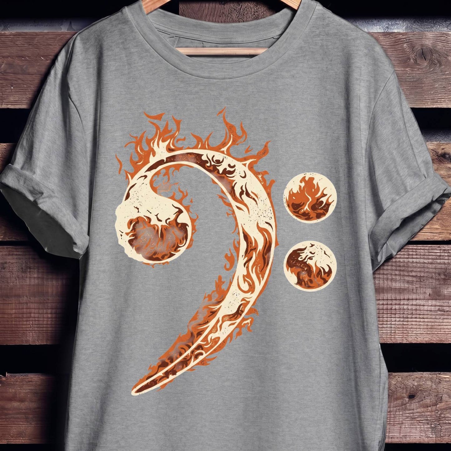 Flaming Bass Clef Graphic Tee - The Music Frontiers