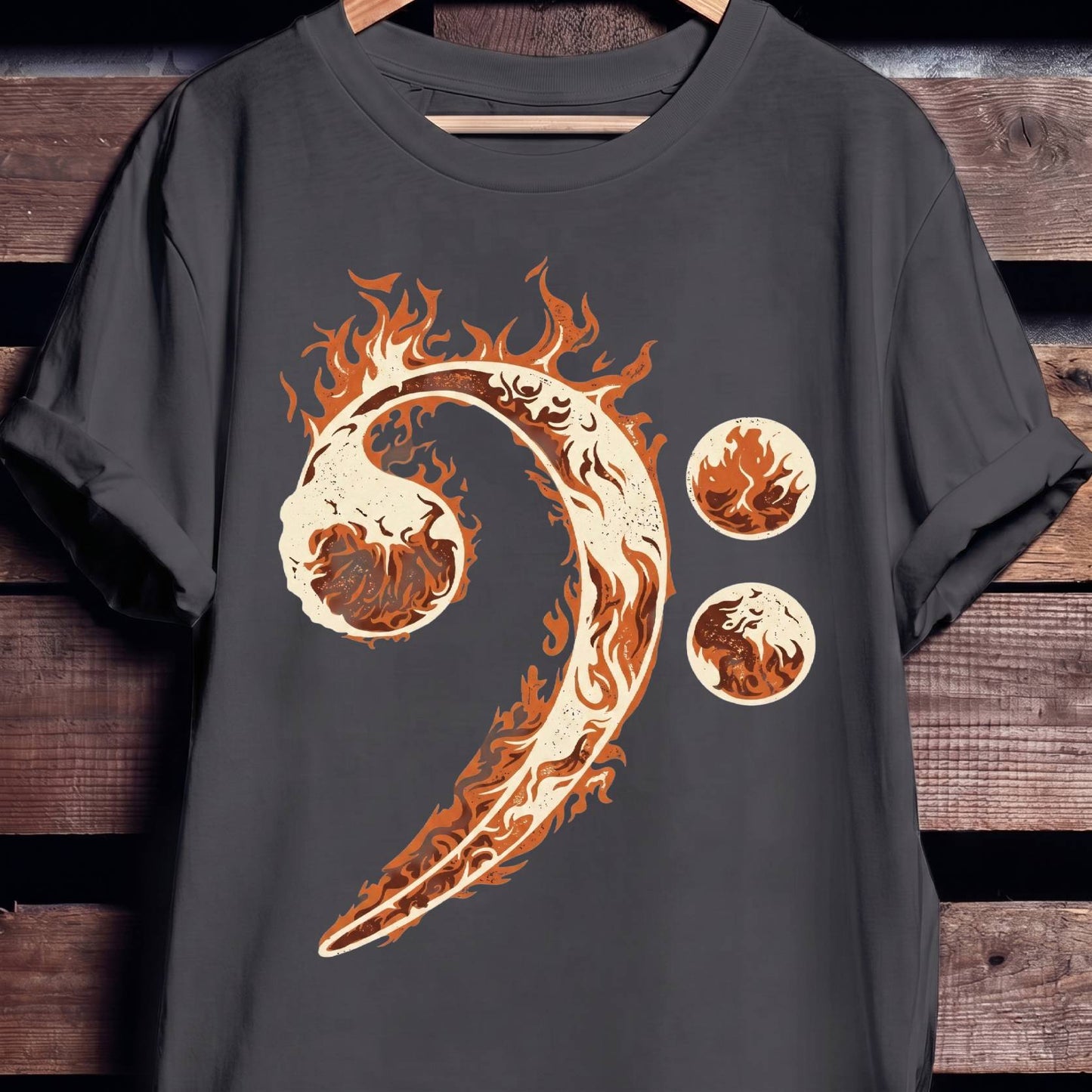 Flaming Bass Clef Graphic Tee - The Music Frontiers