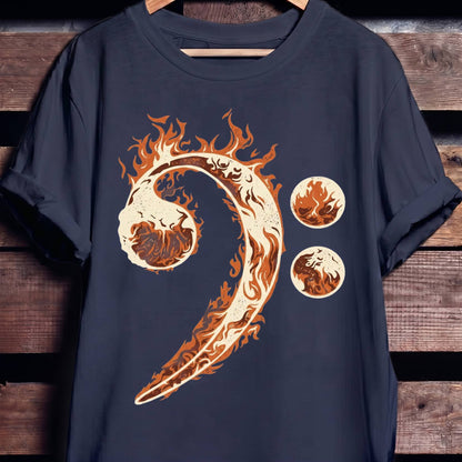 Flaming Bass Clef Graphic Tee - The Music Frontiers