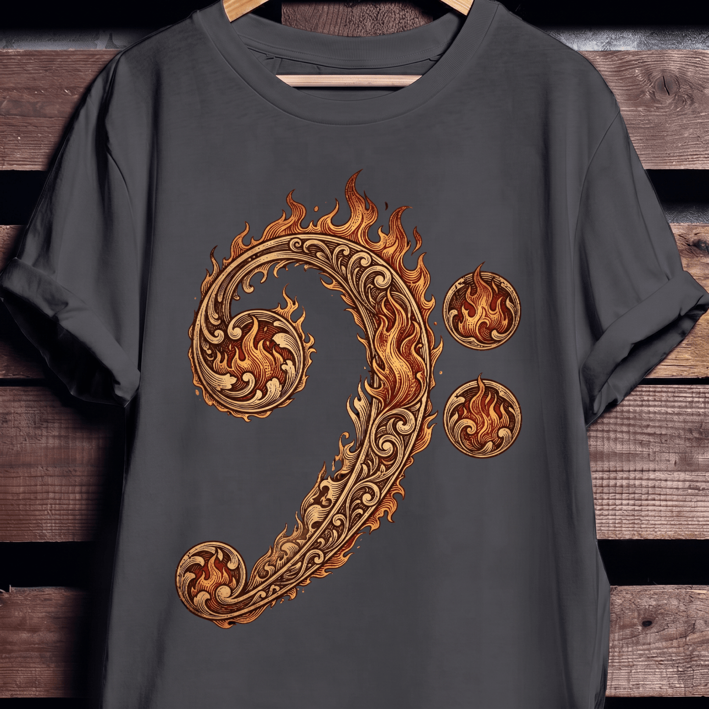 Flaming Bass Clef Fire Art - The Music Frontiers