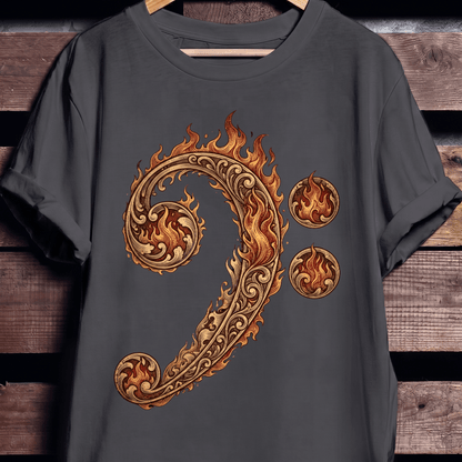 Flaming Bass Clef Fire Art - The Music Frontiers