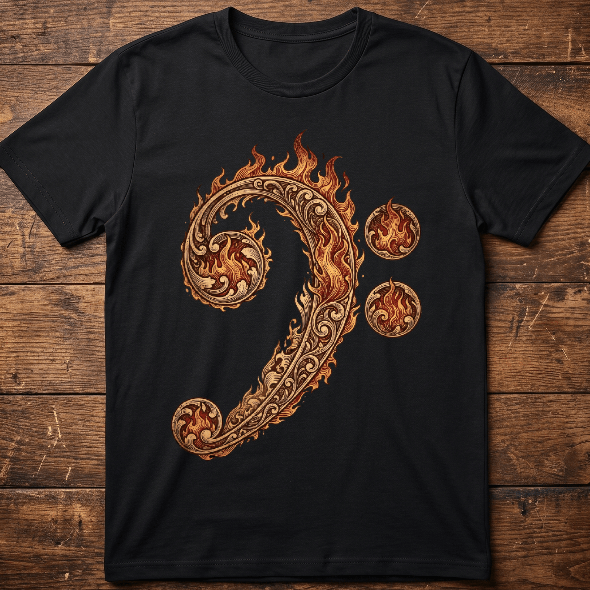 Flaming Bass Clef Fire Art - The Music Frontiers